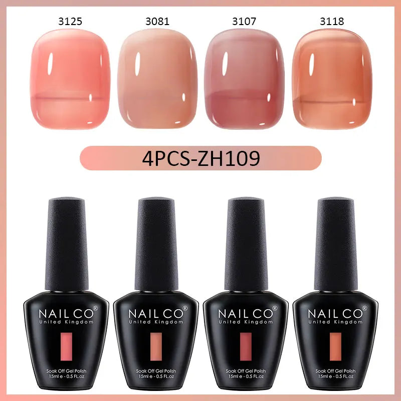 NAILCO Jelly Glass Gel Nail Polish 4Colors Series Translucent Candy Qme 4H-ZH109