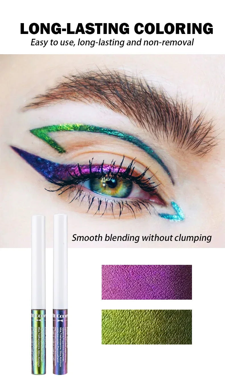 1PC Pearl Gloss Shiny Metallic Eyeshadow Liner Liquid Chameleons Eyeliner Multi Chrome Color Aurora Eye Makeup Glitter Pigment Qme