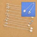 10X Wholesale Fashion Jewelry Findings Extension Chains 925 Heart Tag Sterling Silver Color Lobster Clasps For Necklace Bracelet Qme Default Title