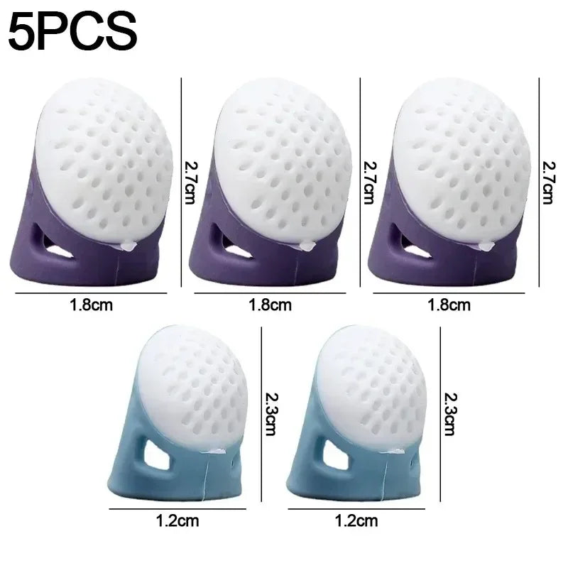 Silicone Anti-slip Sewing Thimbles Sewing Finger Tips Finger Cover Hollowed Protector Sleeve DIY Hand Cross-stitch Sewing Tools Qme 5PCS-Mixed