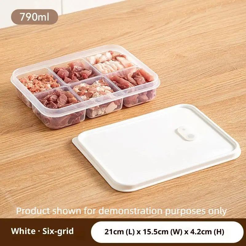 Refrigerator Storage Box Packed Meal Crisper Food Grade Sealed Food Meat 2/4/6 Compartment Refrigerated Storage Box Qme C