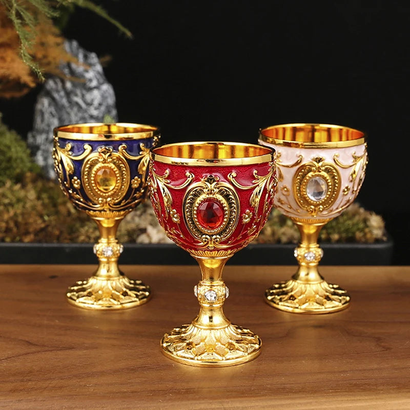 1pc Timeless Embossed Metal Chalice Goblet Vintage Wine Champagne Liqueur Cup Perfect For Bars Restaurants Home Decor Qme