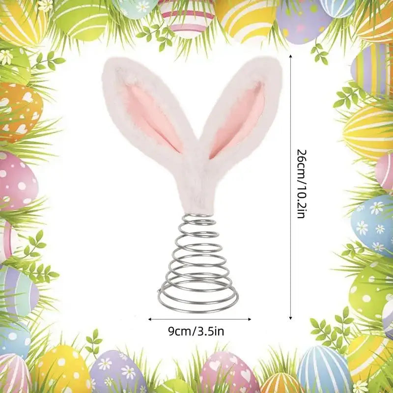 Easter Bunny Tree Topper Rabbit Festive Decoration Furry Ears Metal Qme