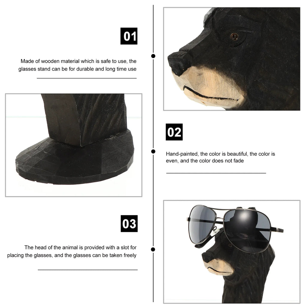 1Pcs Wooden Glasses Stand Animal Shape Desktop Decorative Eyeglasses Holder for Home Office Desk Spectacle Frame Rack Desktop Qme