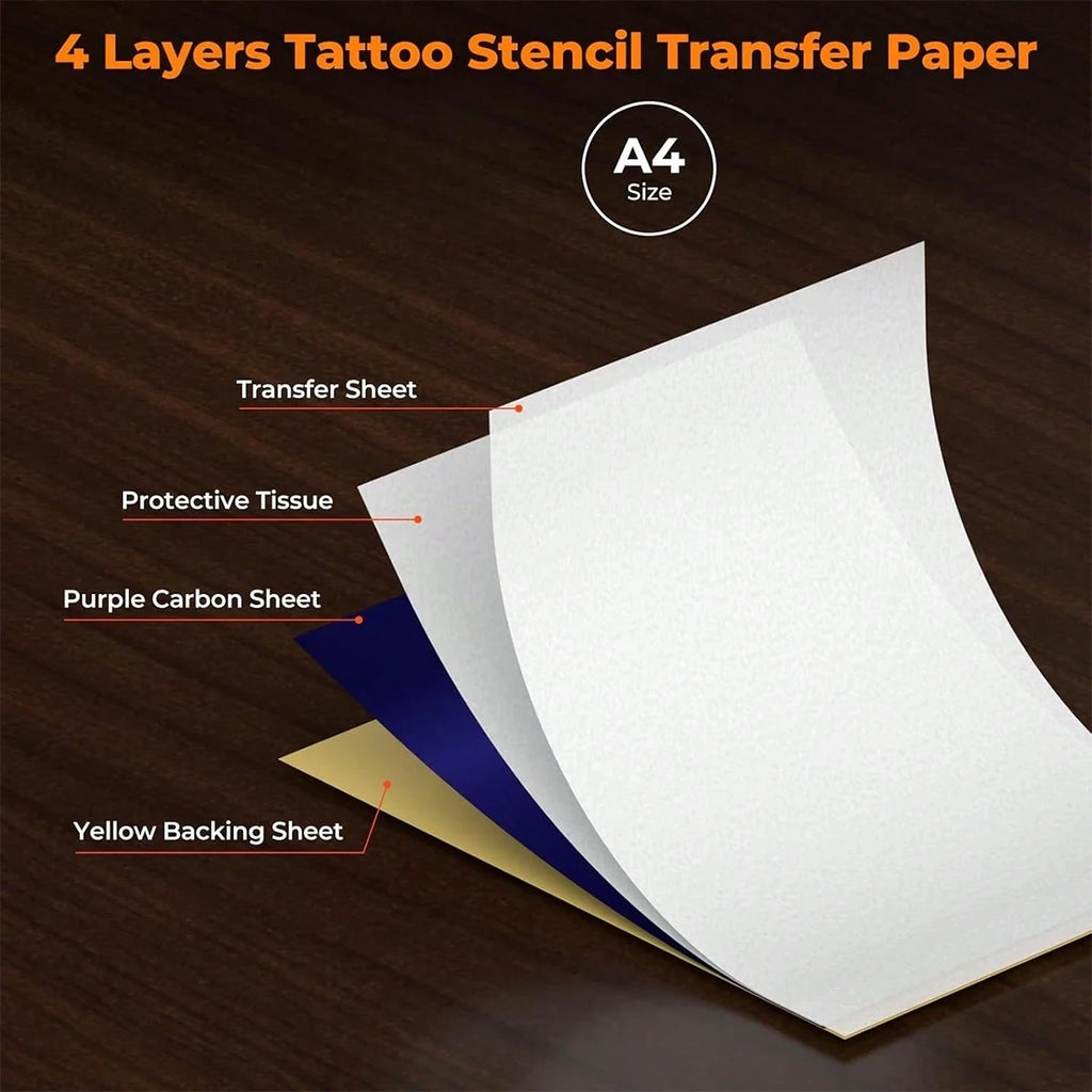 200 100 50 10 Tattoo Transfer Paper A4 Template 4-layer Consumables Qme