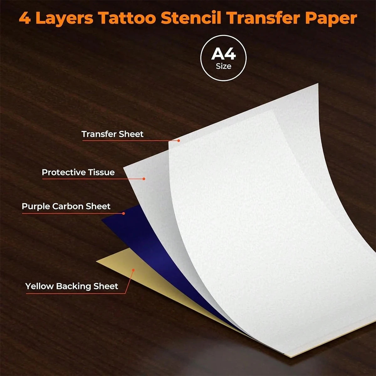 200 100 50 10 Tattoo Transfer Paper A4 Template 4-layer Consumables Qme