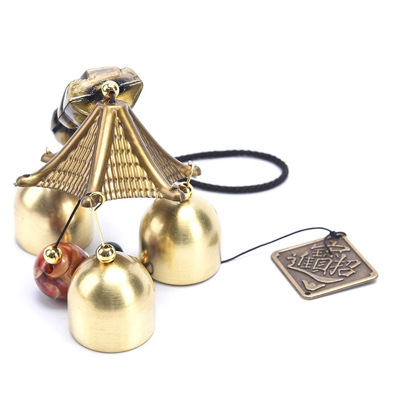 Lucky Cat Feng Shui Pendant Metal Copper Wind Chime Door Decoration Qme