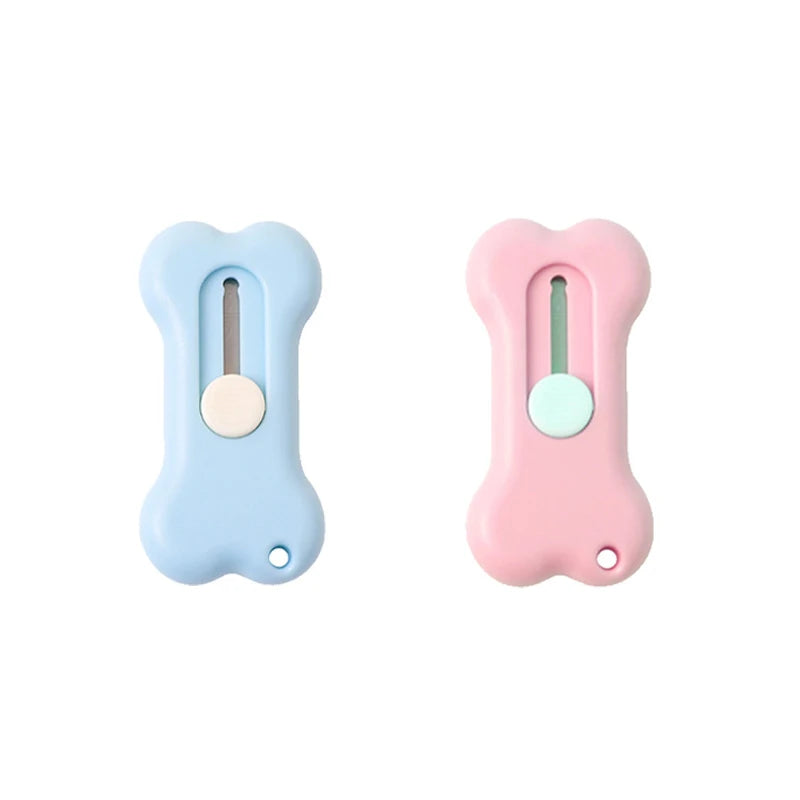 1-3pcs Cuter Mini Cartoon Bone Utility Knife Utility Letter Opener Art Paper Cutter Kawaii Stationery Knife Qme 1 blue 1pink