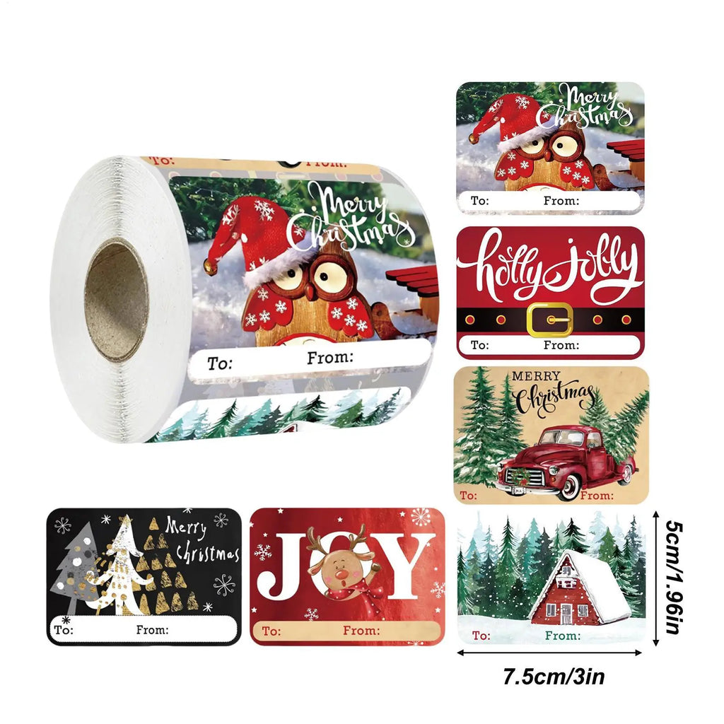 Christmas Labels Self-adhesive Cute Decals Tag Stickers Wrapping Qme