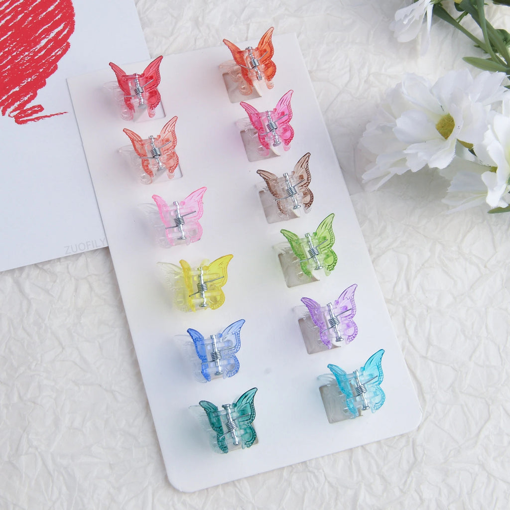 10Pcs Colorful Butterfly Hair Clips Grip Claw Barrettes Mini Gradient Color Hairpin Hair Styling Accessories Tool for Girls Qme
