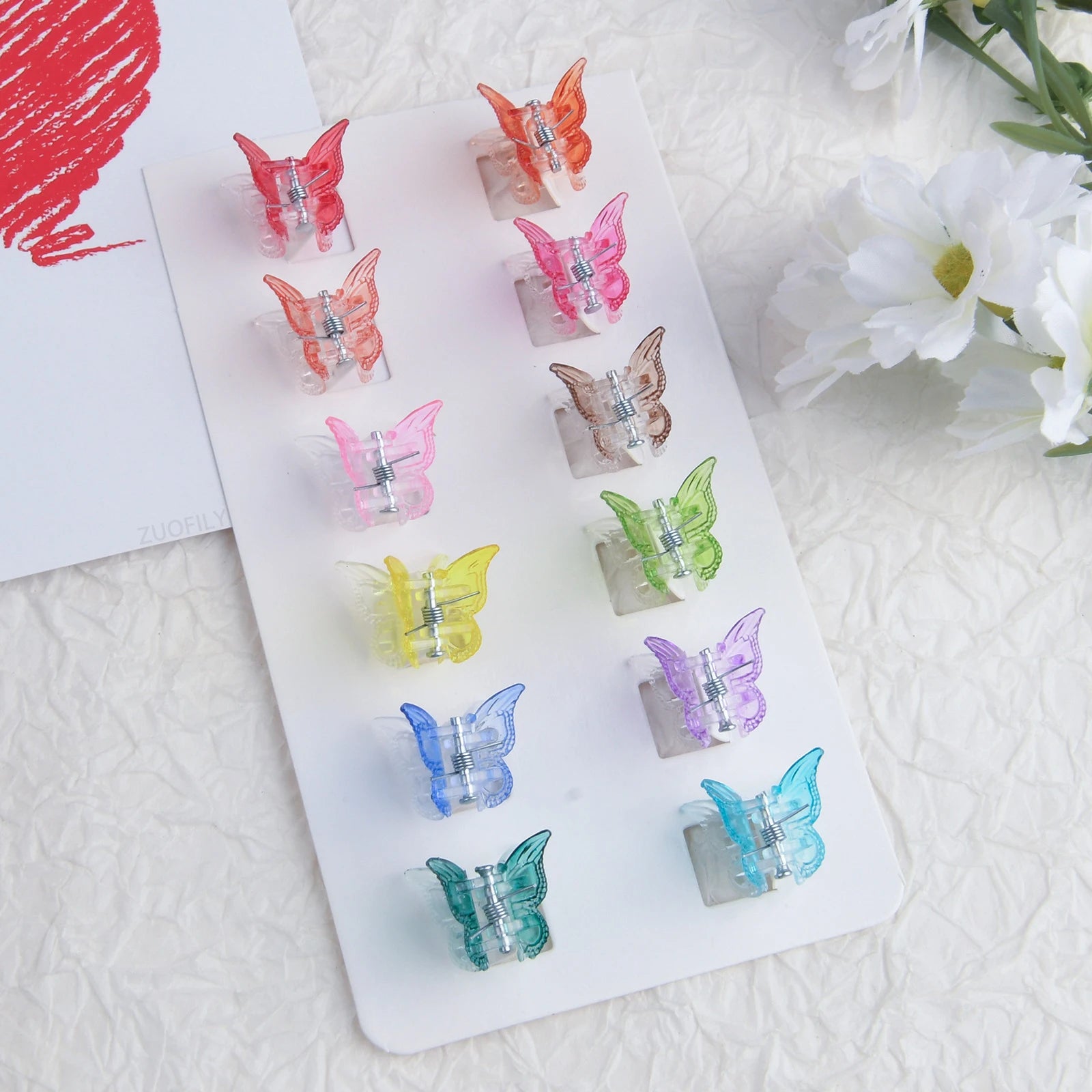 10Pcs Colorful Butterfly Hair Clips Grip Claw Barrettes Mini Gradient Color Hairpin Hair Styling Accessories Tool for Girls Qme