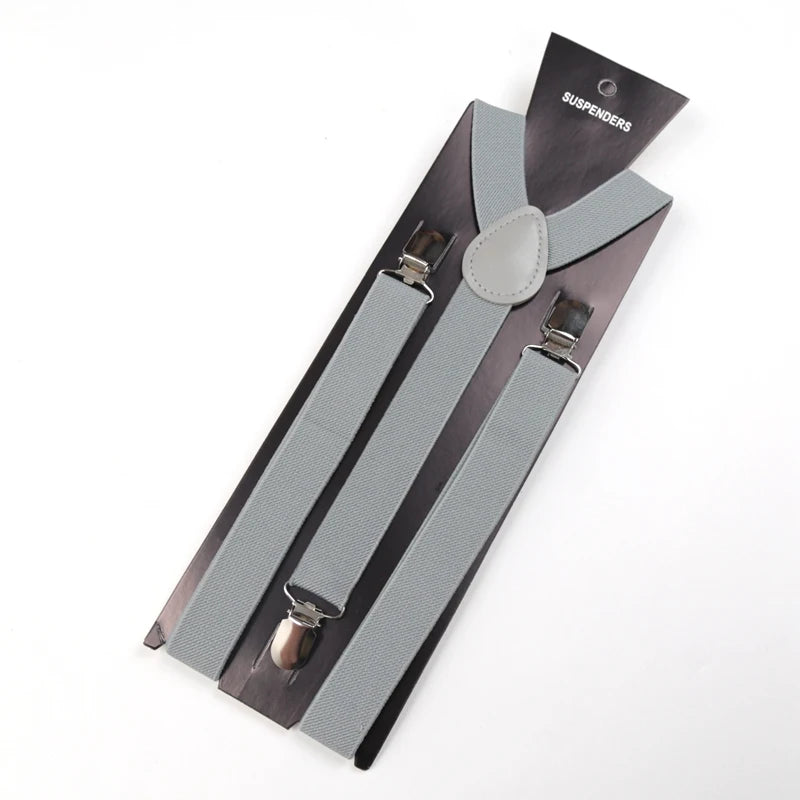 30 Colors Vintage Suspenders Men Women Adult Y Back Adjustable Straps Qme GRAY