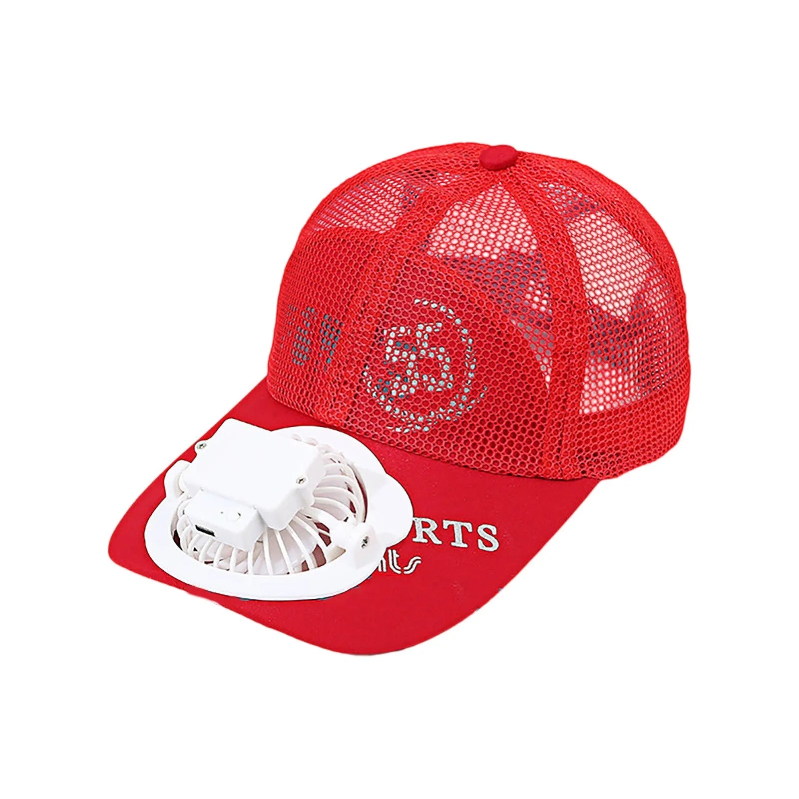 Summer USB Charging Fan Cap for Man and Women Fashion Mesh Breathable Baseball Cap Outdoor Sunscreen Letters Hat Qme Red One Size