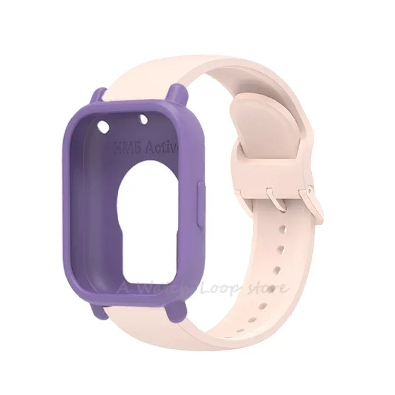Silicone Case + Strap for Redmi Watch 5 Lite / 5 Active Repacement Bracelet Belt Smart Watchband Protective Shell Cover Qme PuP For Redmi 5 Active