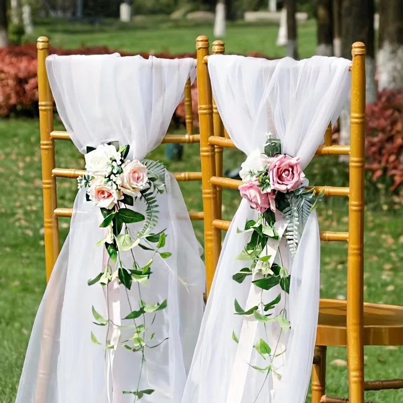 1PC 500cm*48cm gauze gauze wedding layout arch decoration garden party stairs chair back decoration organza Qme