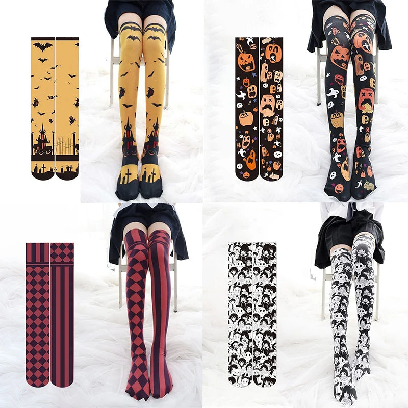 Cartoon Anime Striped Halloween Cat Claw Stockings Trendy Women's Qme