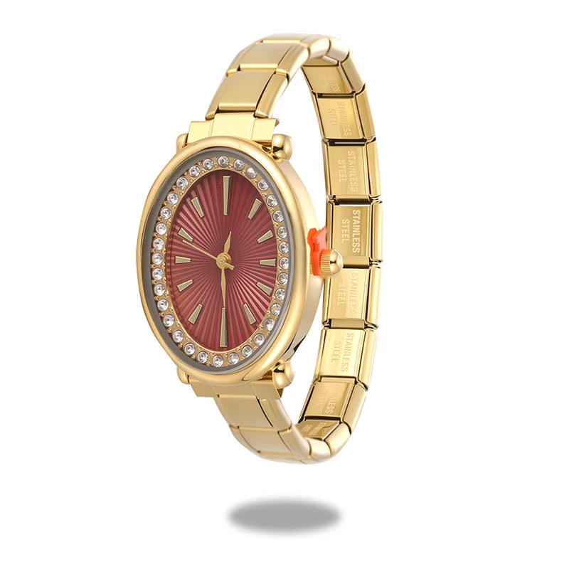 2026New Fashion High Quality Men Womens Stainless Steel Water Drop Oval Gems Watch Bracelet For Friend Birthday DIY Jewelry Gift Qme Style 14