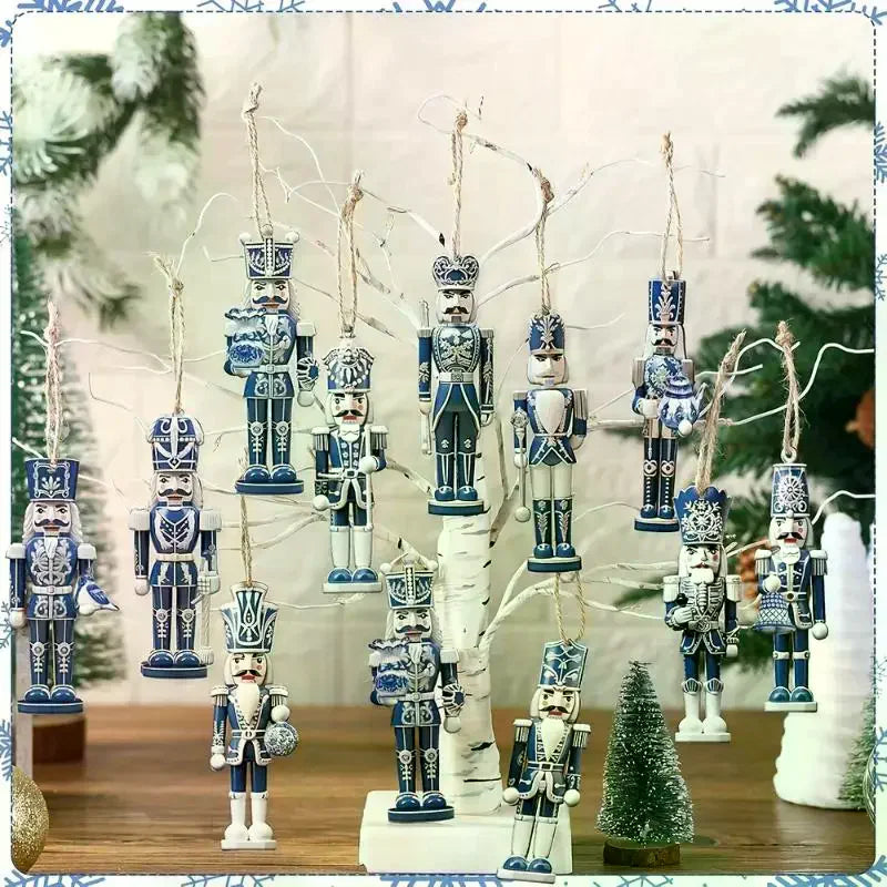 12PCS Nutcracker Wooden Decorative Set - New Year Christmas Gift, Party Decoration And Home Decor Xmas Tree Hanging Ornament Qme