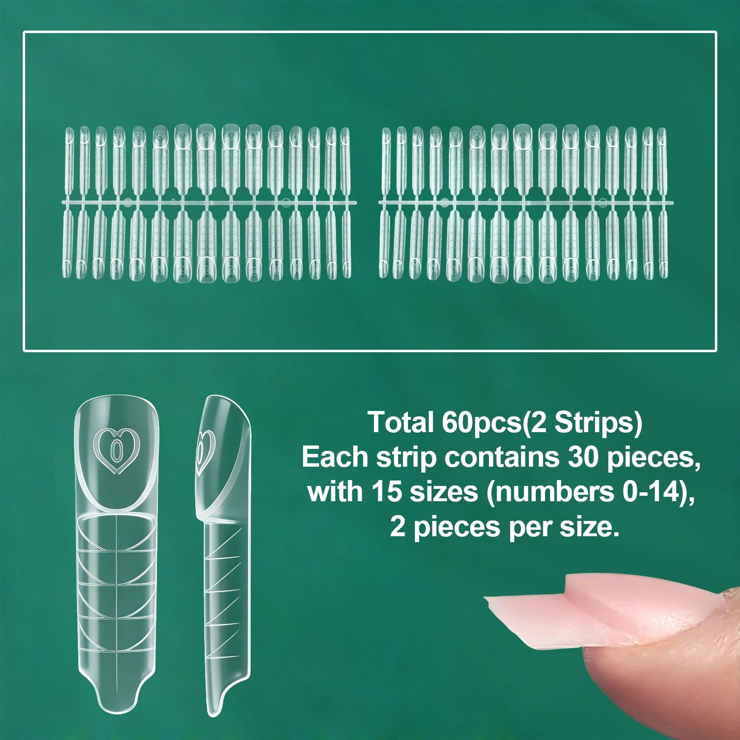 Nailpop Space French Dual Forms 15 Sizes Clear Zone Molds Builder Gel Qme Space-60pcs OPP bag