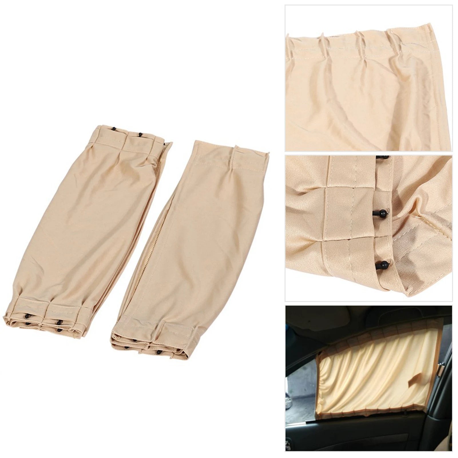 Car Window Sun Shade Foldable Sunshade 2 x 50s Car Sun Shade Window Curtain Adjustable SunShade Drape Visor Valance Curtain Qme