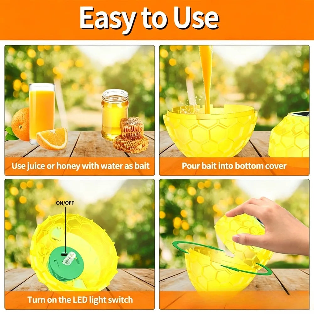 Fruit Fly Trap for Indoors Wasps Catcher Gnat Killer Gnat Traps for Oudoor Non-Toxic Reusable Easy to Use for Kitchen Home Qme