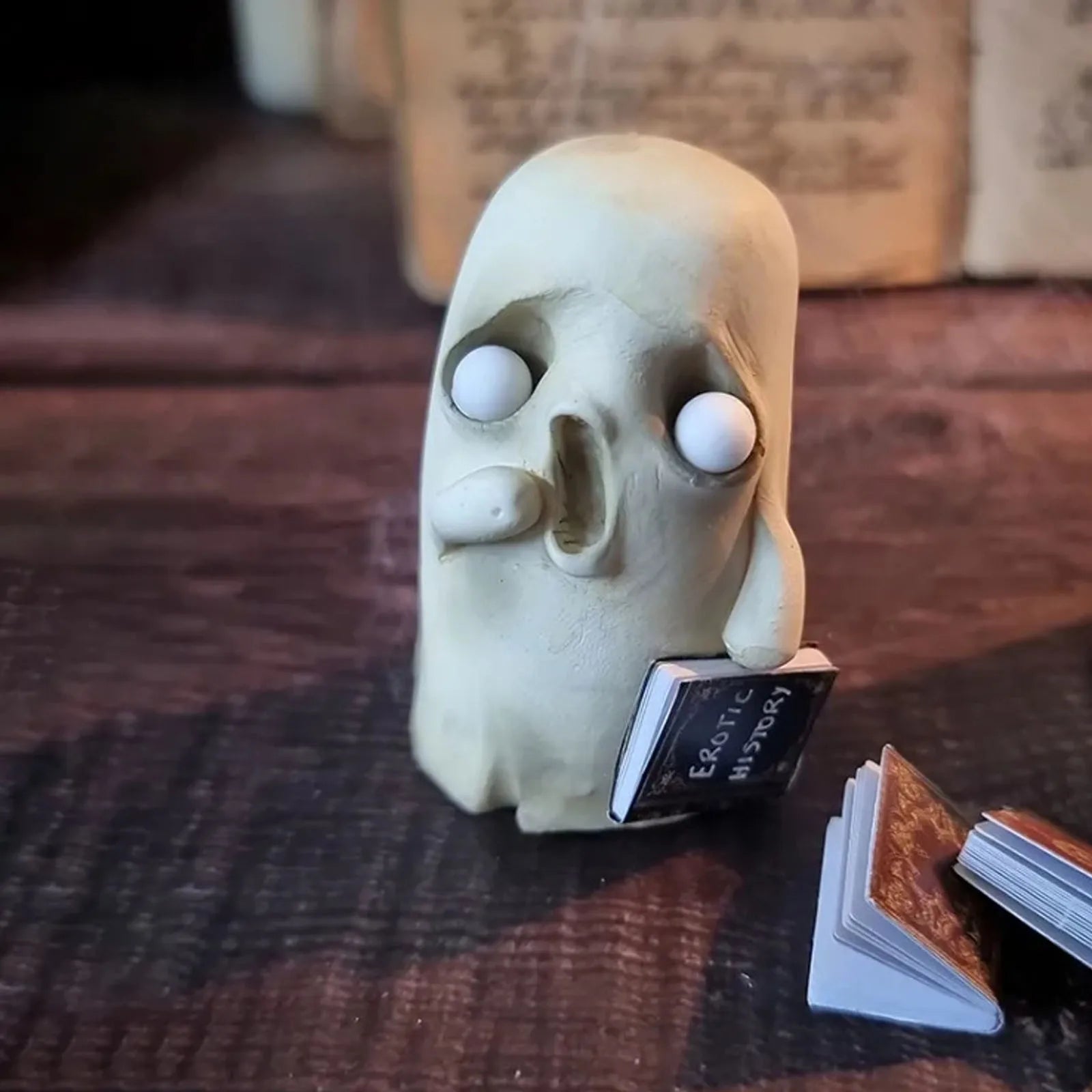Halloween Horror Ghost Reading Book Resin Ornaments Funny Cute Little White Ghost Accessories Halloween Party Supplies Qme B One Size