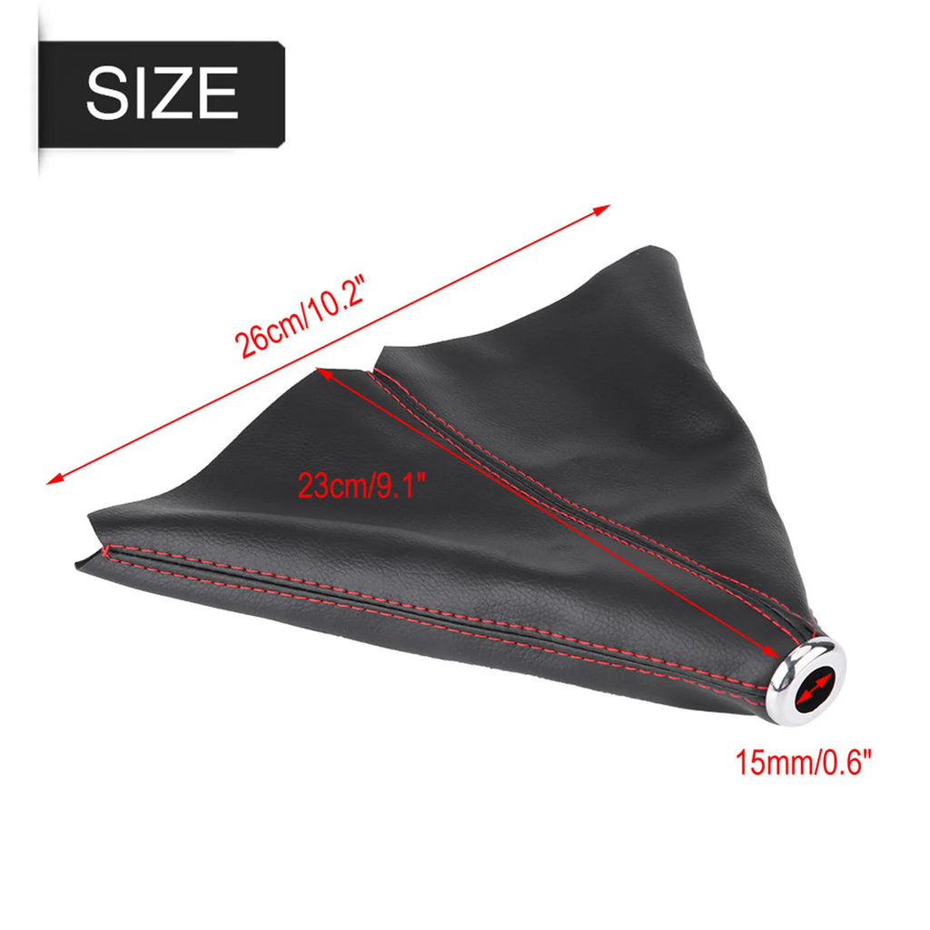 Gear Shift Knob Cover Gear Gaiter Bright Black PU Leather Gear Shift Knob Cover Red Stitch Gear Gaiter Boot Cover Qme