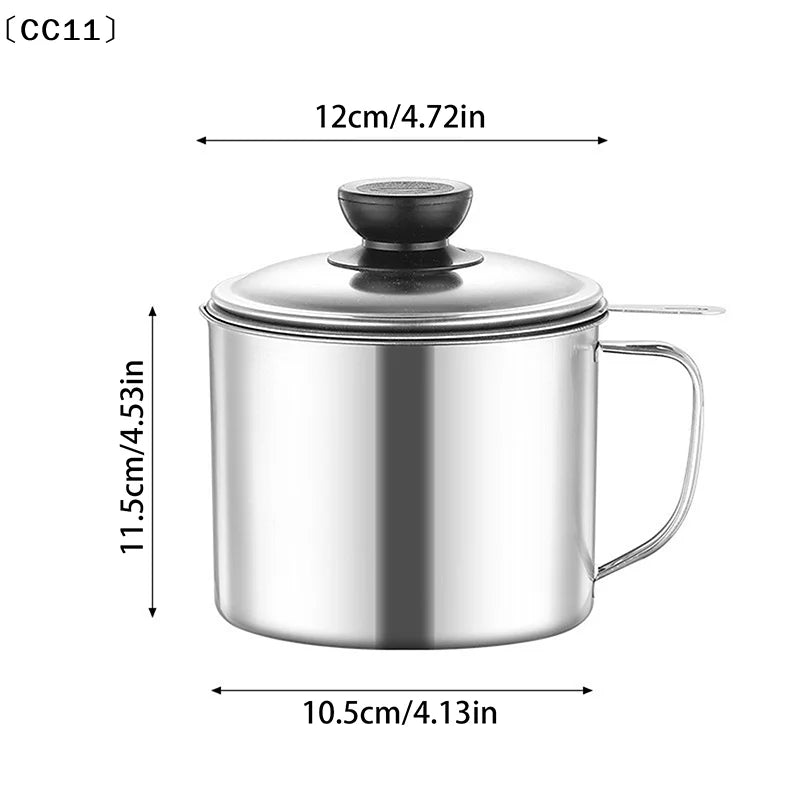 Bacon Grease Container Kitchen Oil Can Strainer Store Meat Frying Qme