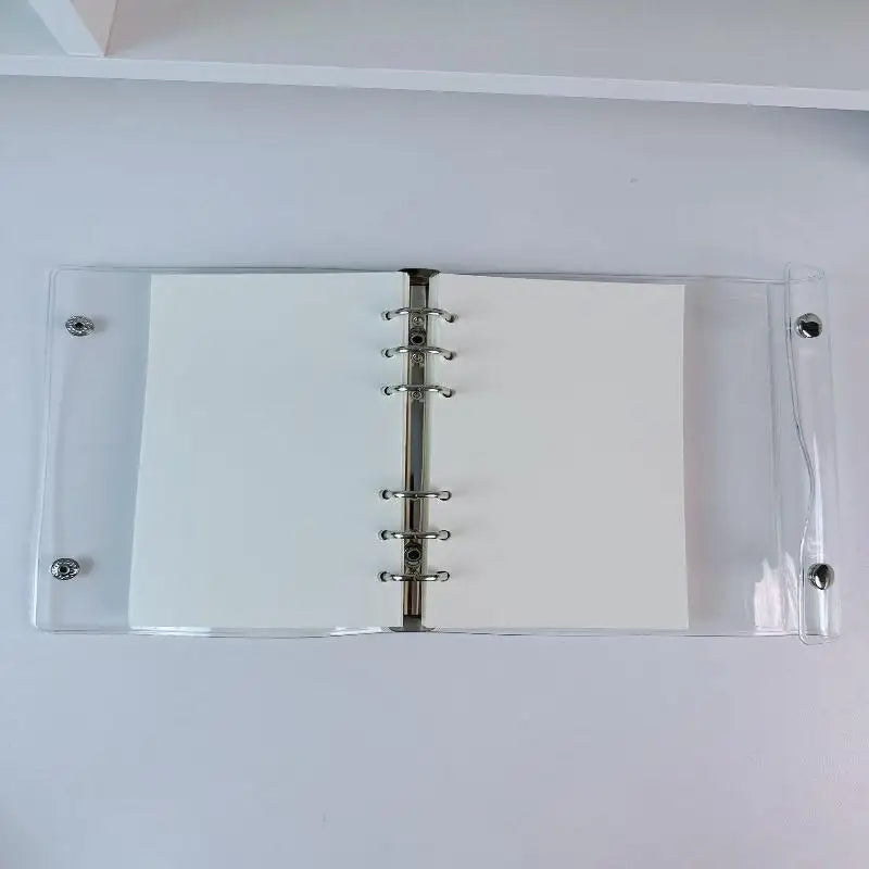 Clear PVC Ring Binder Waterproof Snap Closure Transparent File School Qme