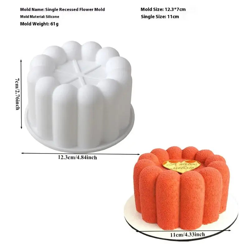 Flower Heart Square Star Shape Bento Cake Silicone Mold Chocolate Qme flower shape White