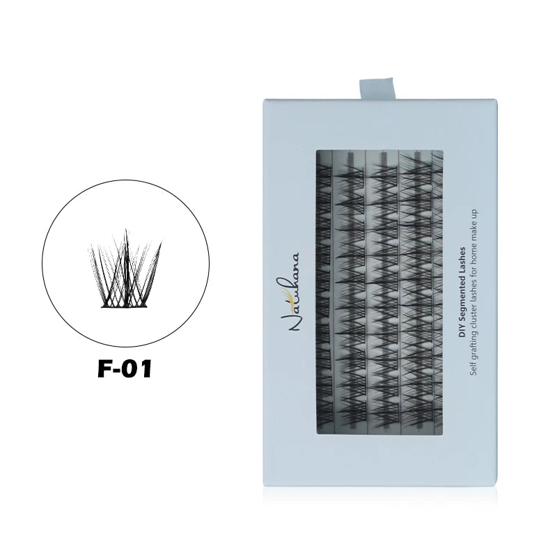 NATUHANA 20D 30D 40D 50D 60D 80D Cluster Eyelashes DIY Individual Qme F01 5rows Mix11-13