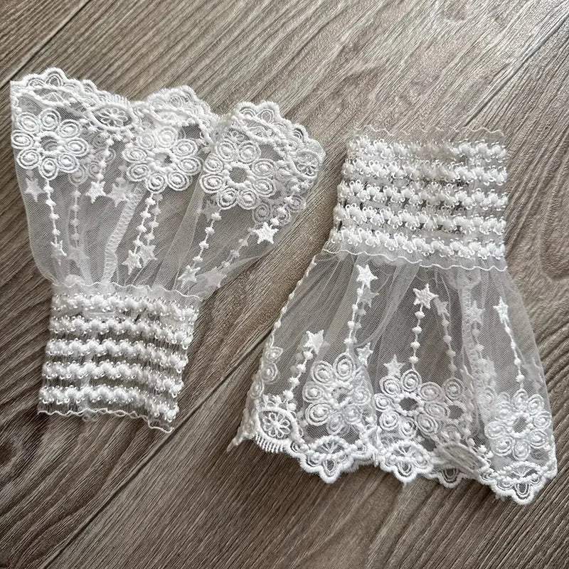 Lace Cuffs White Detachable Autumn Sleeve Fake Ruffles Elbow Sun Qme