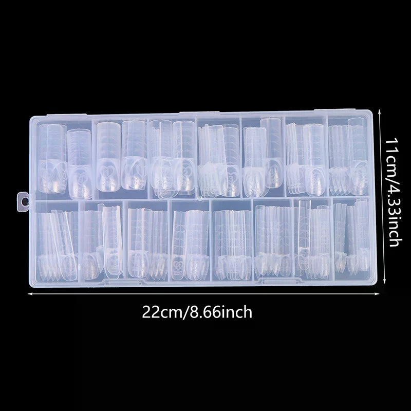 French Dual Forms 15 Sizes Clear Reusable Nail Extension Gel Tip Qme