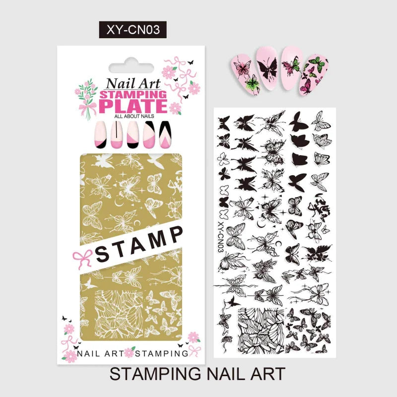 Template Stencils Bowknot Patterns Nail Stamping Plates Nail Art Stamper Kawaii Bow Image Plate Manicure Tools Qme CN03