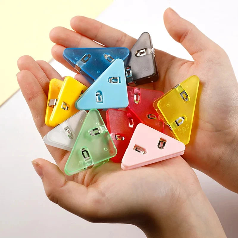 20Pcs Creative Triangle Clips Bill Clip Book Paper Corner Binder Clip for Desk Storage Shelf Office Stationery Desktop Organizer Qme