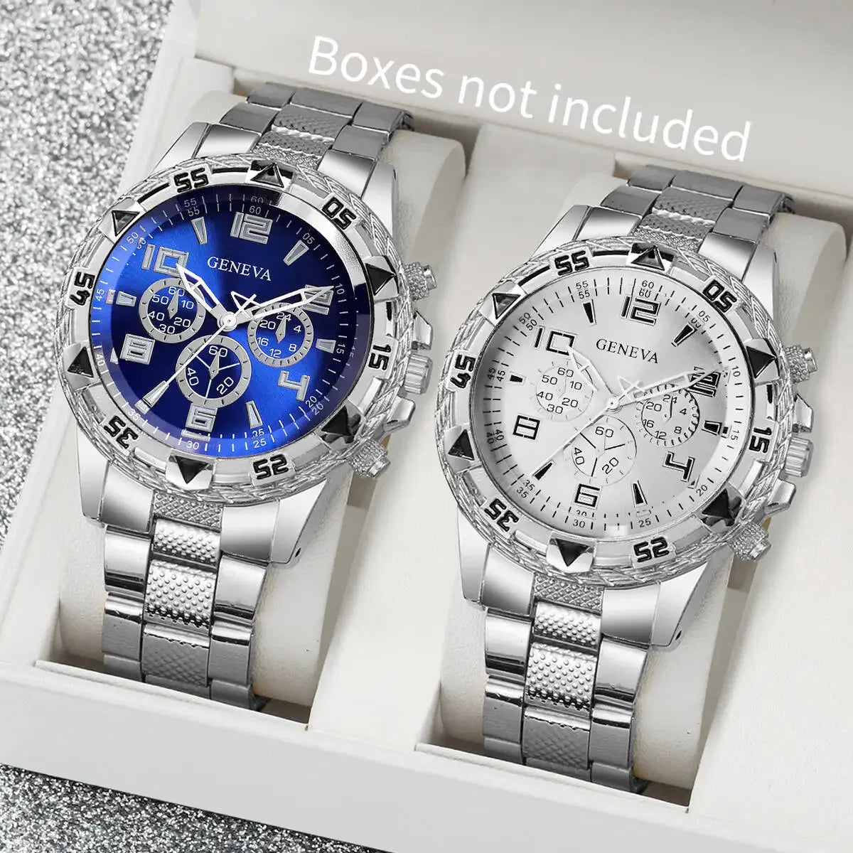 Men's Business Watch Blue Light Glass Stainless Steel Strap Quartz Qme