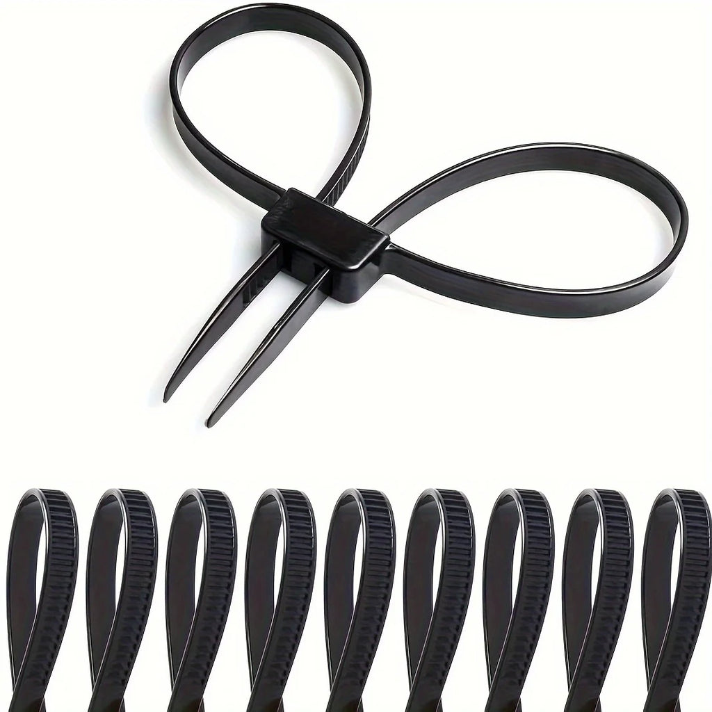 Durable Black Nylon Zipper Tie Handcuffs - UV, Anti-Slip Design for Secure Item Fastening in Various Applications Qme