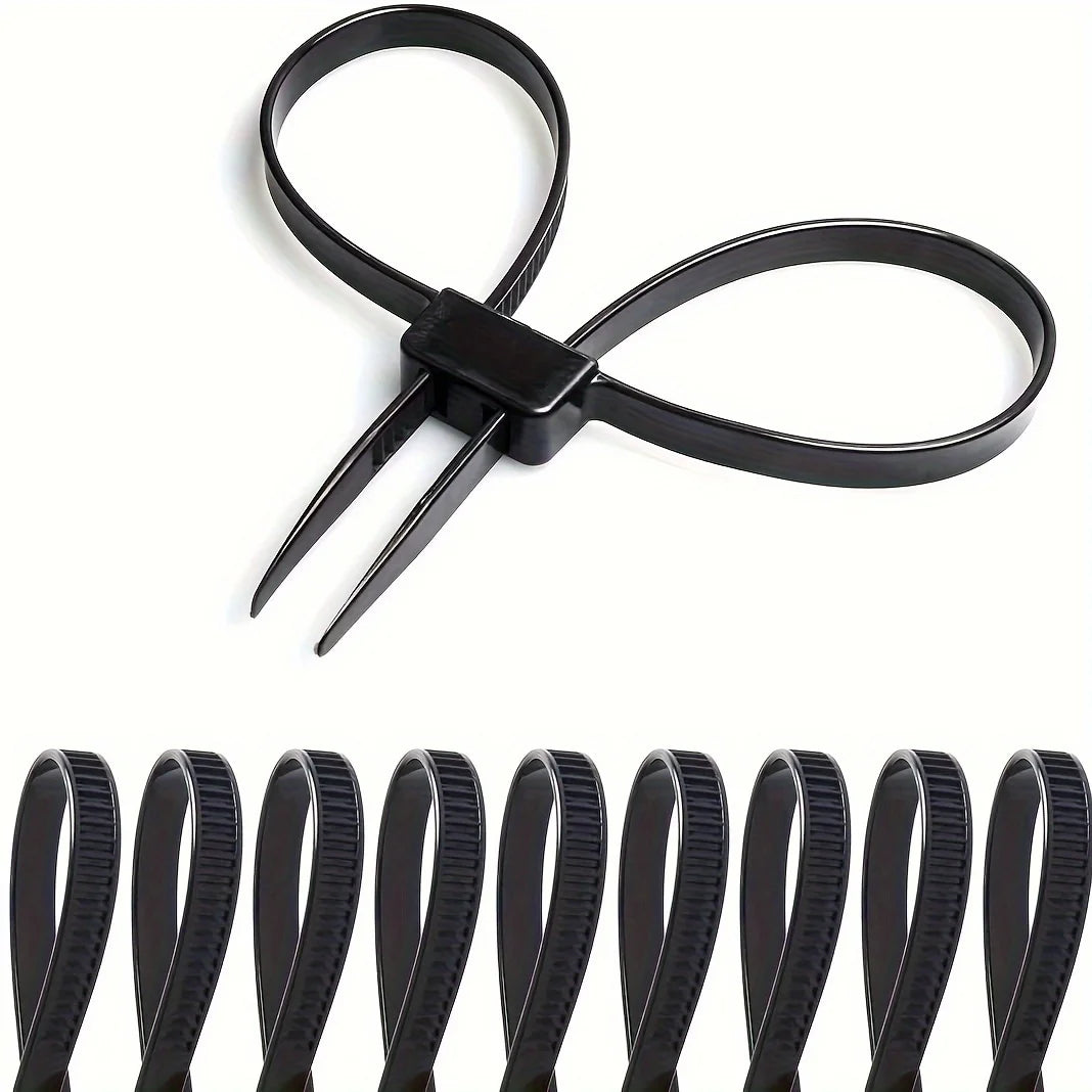 Durable Black Nylon Zipper Tie Handcuffs - UV, Anti-Slip Design for Secure Item Fastening in Various Applications Qme