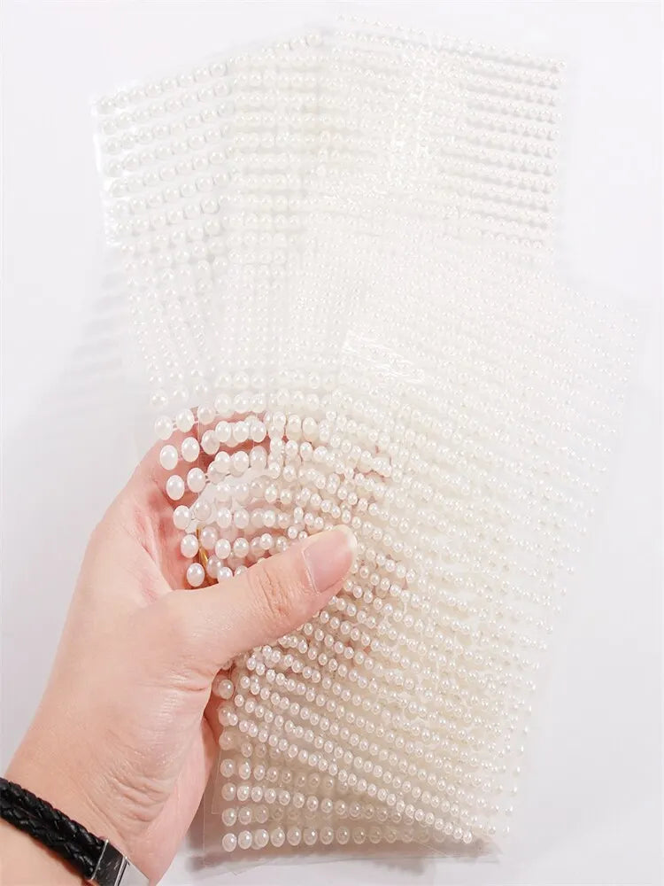 900pcs/ Sheet 3D Pearl Face Jewels Eyeshadow Stickers Self Adhesive Face Body Eyebrow Diamond Nail Stickers Diamond Decoration Qme