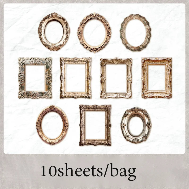10 Sheets/Bag Window Frame Hollow Embossed Collage Cards for Scrapbook Journal DIY Planner Phone Case Notebook Decoration Gift Qme 5