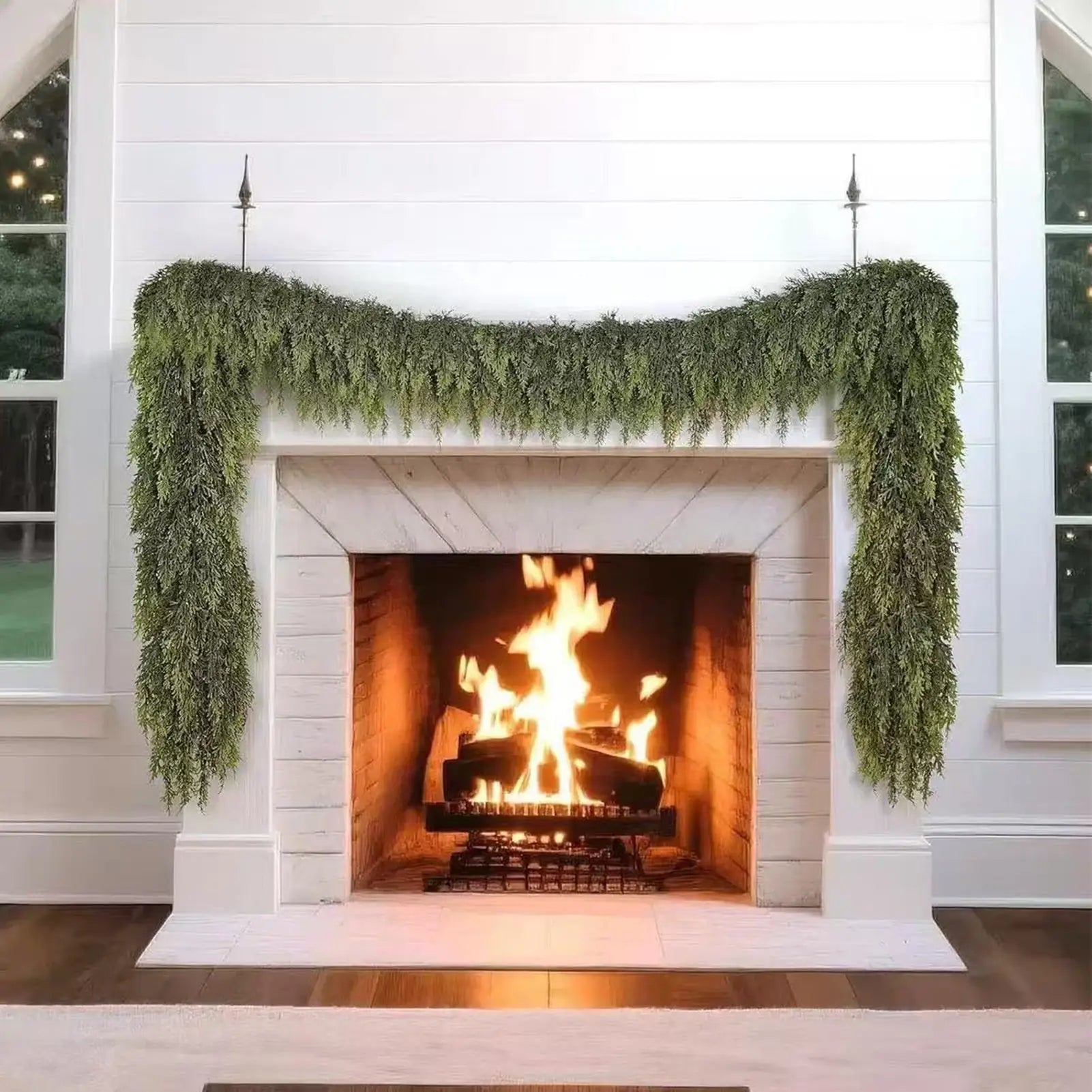 Christmas Garlands Artificial Green Pine Decoration Garland Fireplace Qme