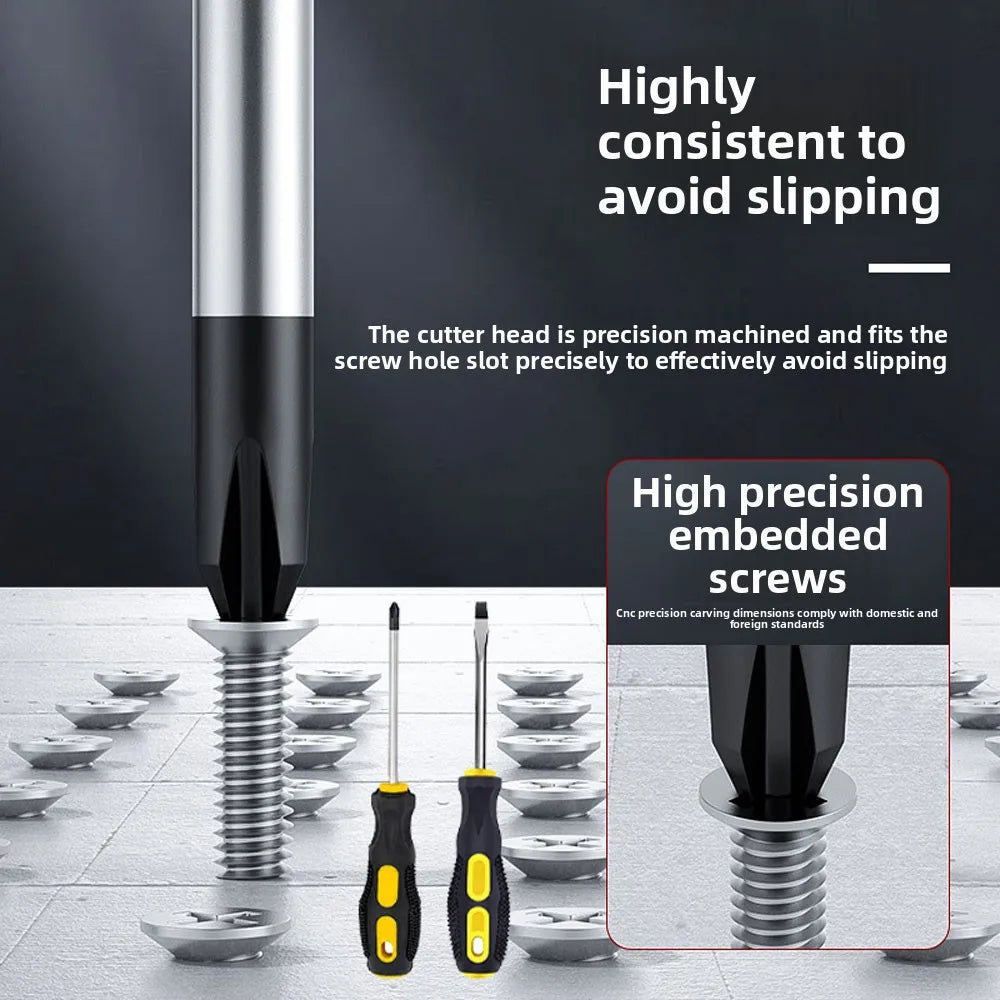 Magnetic Tip Screwdriver Kit Equipped With Comfort Cushion Anti-slip Handle Flat Phillips Heads For Household DIY Repair Works Qme