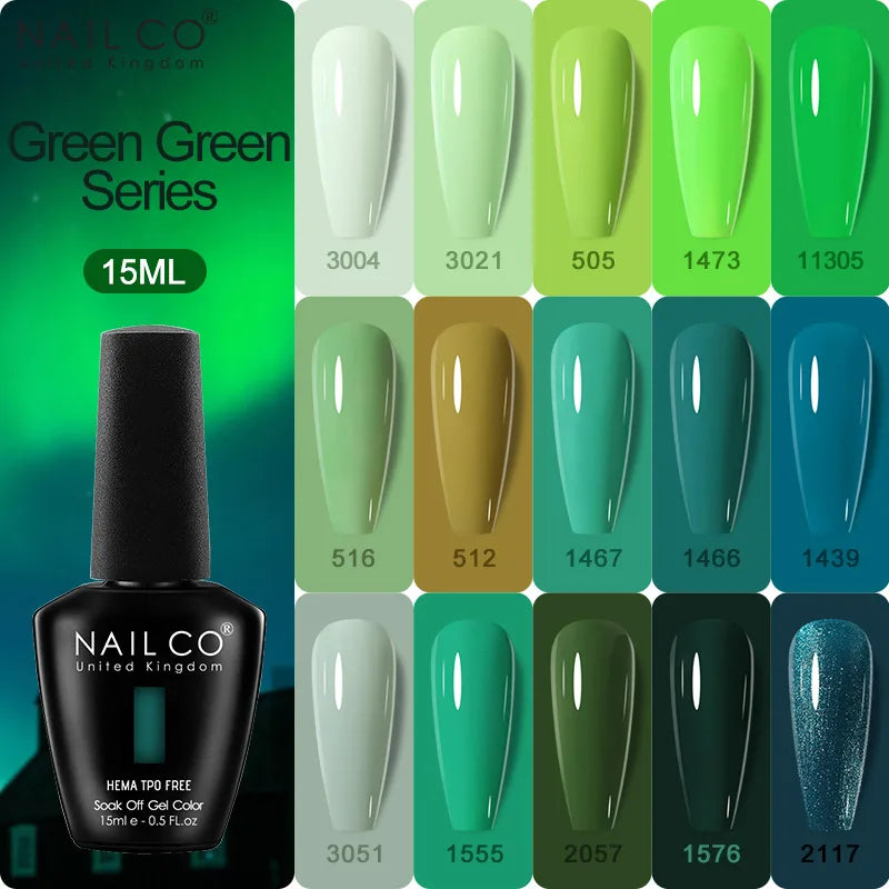 NAILCO Green Series Dark Gel Nail Polish Lasting Hybrid Base Matte Qme