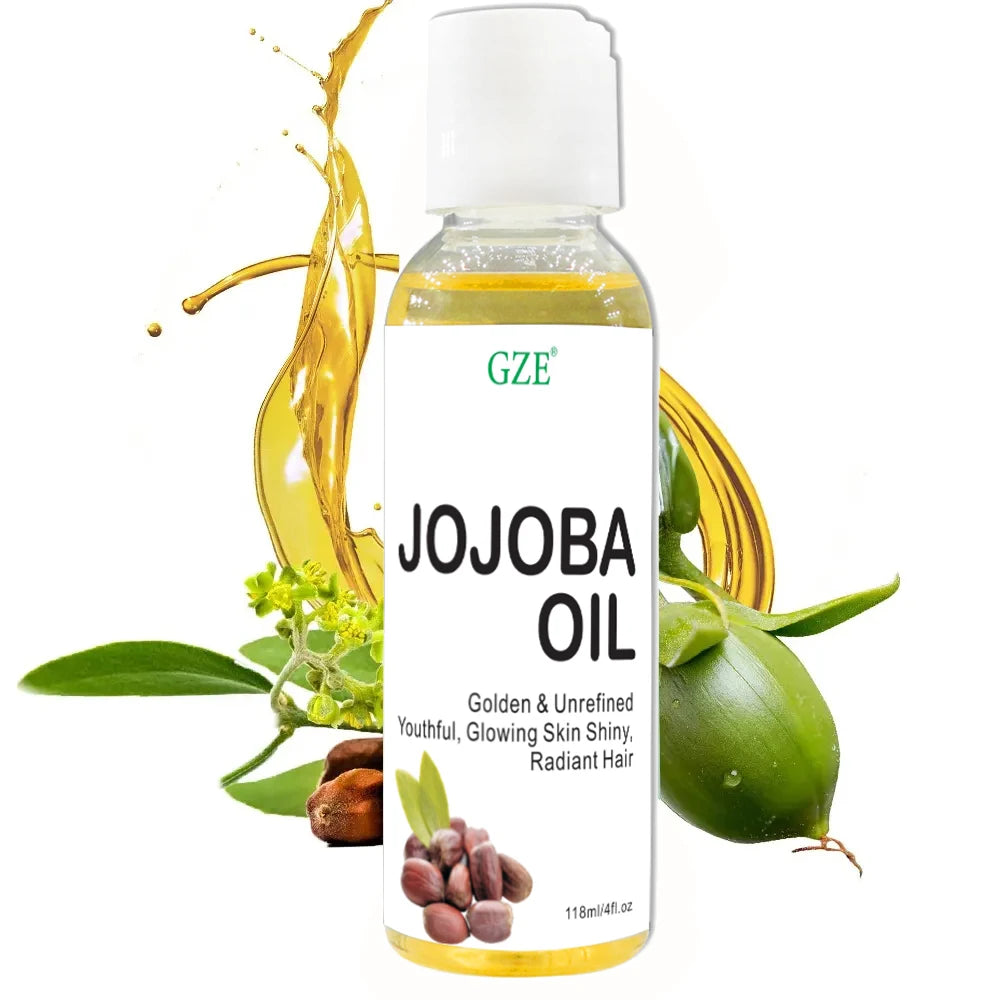 GZE Organic Jojoba Oil, Pure Moisturizing Oil For Face, Hair, Skin & Nails | Natural Cold Pressed Hexane Free Carrier Oil Qme