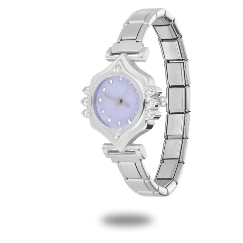 2025New Fit Width Italian Charm Square Zircon Elastic Watch Bracelets