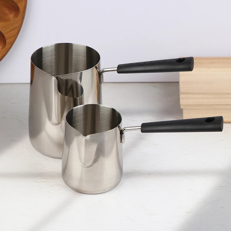350 Long Handle Stainless Steel Coffee Pot Milk Butter Warmer Pouring Qme