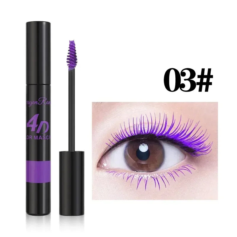 Colored Mascara Makeup 4D Silky Natural Long Eyelashes Mascara Waterproof Long-lasting Extension Thick Lasting Curling Mascara Qme 03 violet