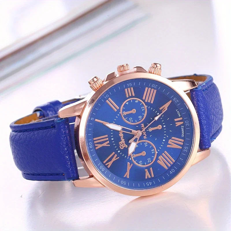 Classic Color Disc Belt Wrist Watch Dopamine Color Multicolor Available Geneva Couple Quartz Watch Qme Blue