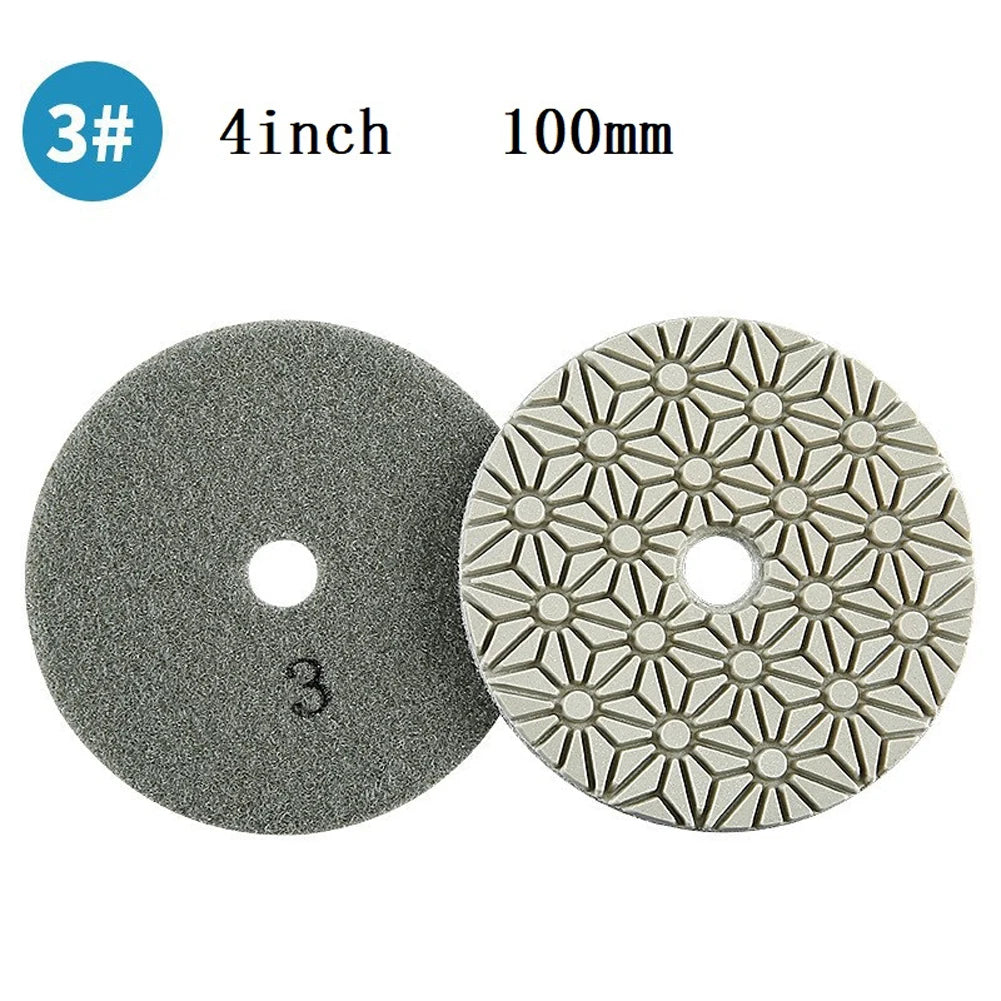 3 PCS 4 Inch 100mm Dry/Wet 3 Step Set Polishing Pads Granite Polishing Tool For Marble Stone Concrete Grinding Abrasive Qme