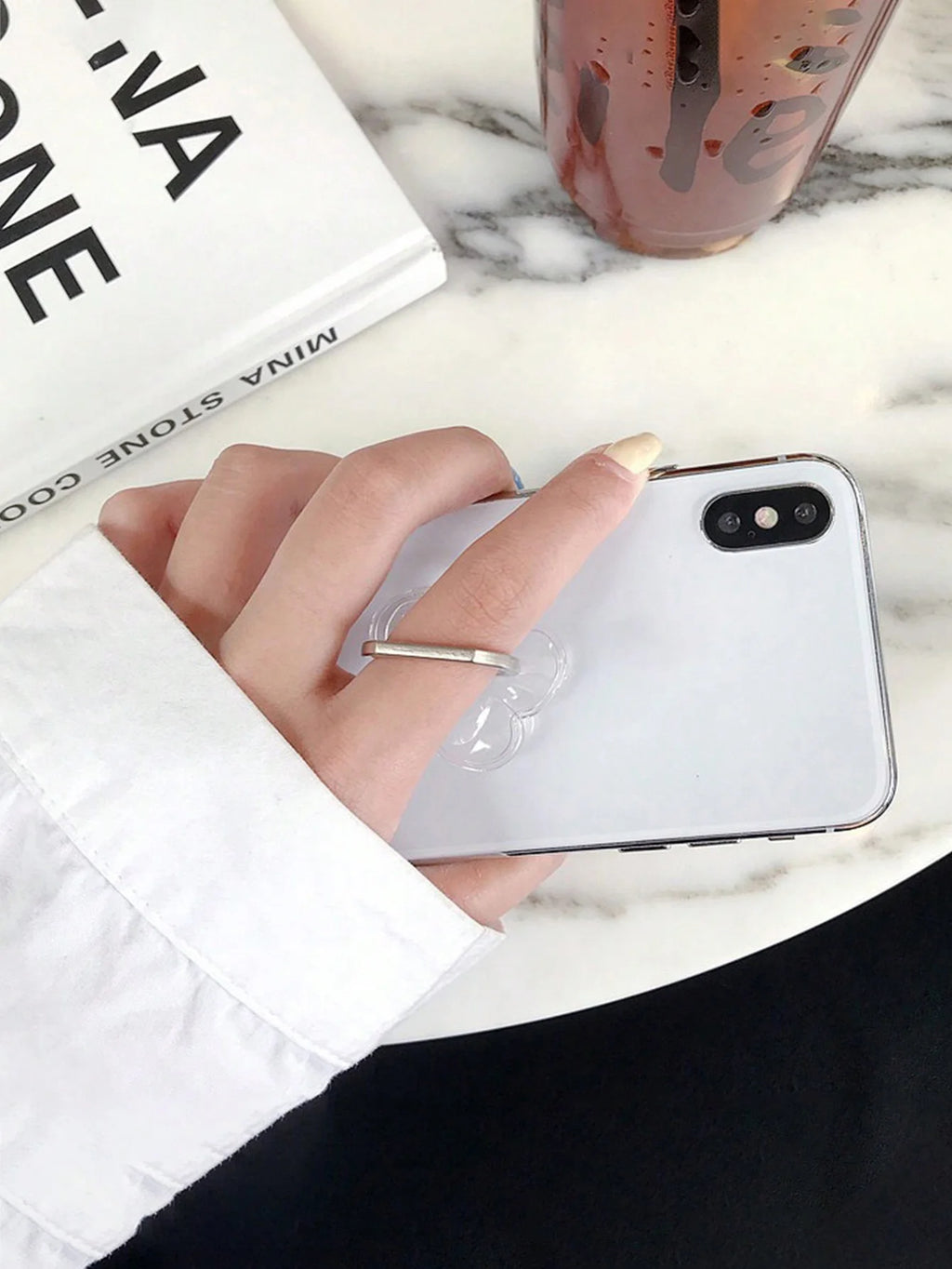Randomly Shaped Transparent Mobile Phone Ring Holder Acrylic Crystal Qme